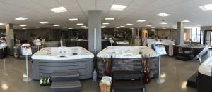 Growth spurt. When a local furniture store closed, Mainely Tubs stepped in, acquiring and remodeling the building, thus tripling its showroom and warehouse space. The move enabled the Scarborough, Maine, firm to add new products to its offerings, such as swim spas, commercial spas, gazebos, massage chairs. (Photo: Mainely Tubs)