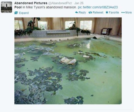 Several questions come to mind when we look at this picture&nbsp;shared by 
@AbandonedPict&nbsp;of the pool inside Iron Mike Tyson's abandoned Ohio mansion. For starters, how does this even happen? And how long did it take for the new owners to clean up the mess? One photographer captured a ton of images back in 2007 of the pool and other areas of the 5-bedroom mansion and also outlined&nbsp;what he believes led to the demise of the property after Tyson filed for bankruptcy and abandoned the home in the late 90s. Read the unusual story and view the gallery&nbsp;
here. #PSNSocialService