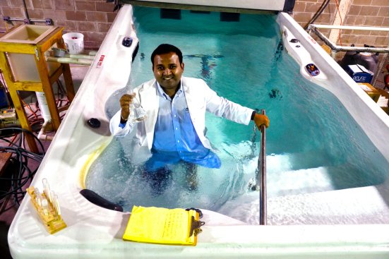 Abhi Pillai, Pleatco's director of research and development, in another of the manufacturer's testing labs.